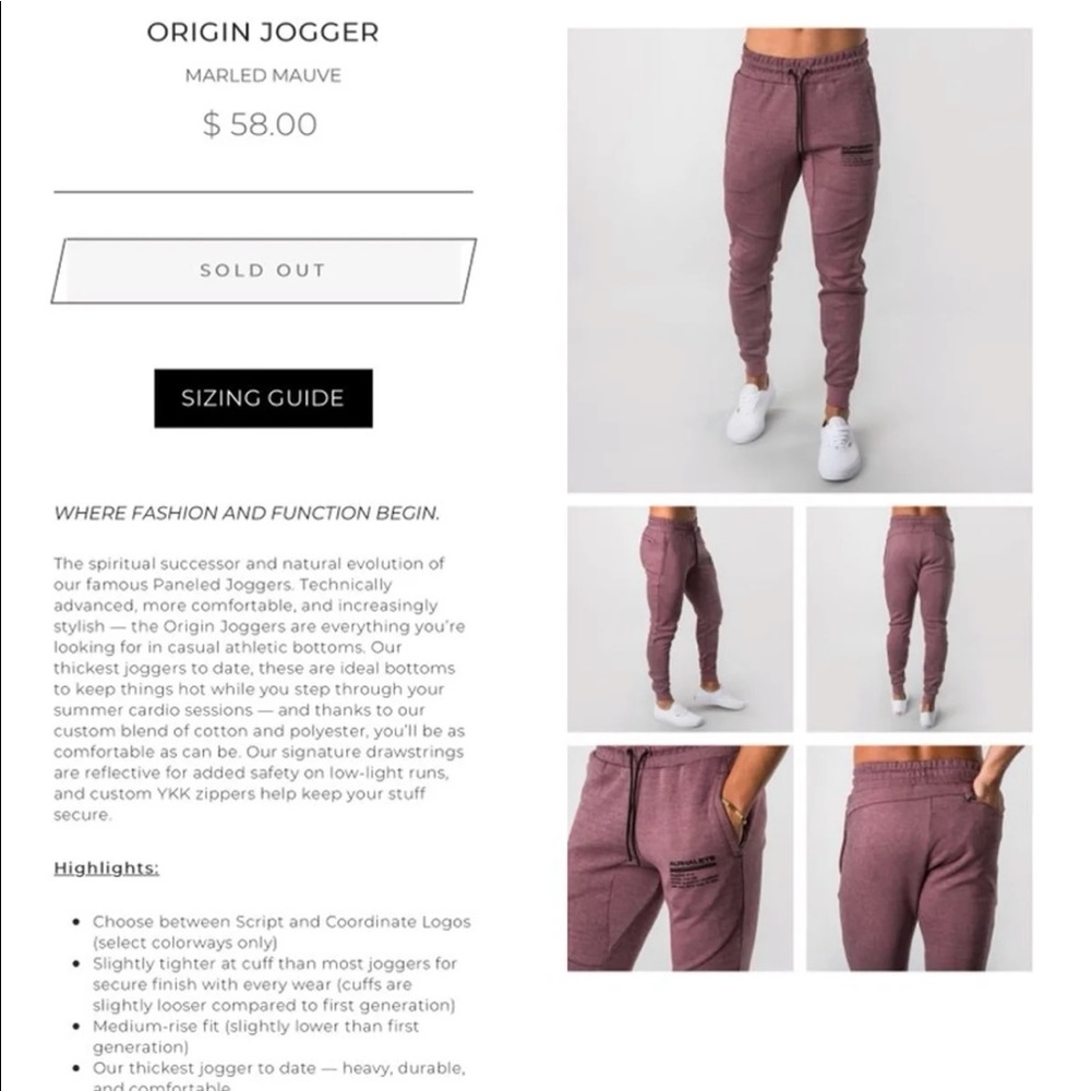ISO: Origin Joggers in Mauve